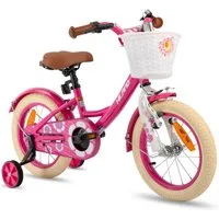 HILAND Kinderfahrrad Petal 12/14/16 Zoll Mädchenfahrrad, Kinderfahrrad für Mädchen, mit Korb und Stützrädern, Kotflügel, Hilfsrad, Fahrradklingel