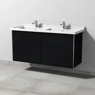 Sanipa 3way Waschtischunterbau zu Duravit Starck 3 Waschtisch mit 4 Auszügen, Schwarz-Matt BS71308