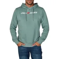 Jack & Jones Hoodie Herren Sweatshirt JJMORTY Regular Fit Kapuzenpullover mit Logoprint