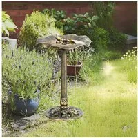Outsunny Vogeltränke Vogelfutterspender mit Lotusblatt-Becken, Wildvogeltränke für Garten, Balkon, Bronze