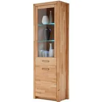 MCA living Vitrine Fenja Standvitrine, Glasvitrine, Stauraumvitrine, Hochschrank (1-St) Massivholz,Kernbuche,Metallgriffe,1 Holztür,1 Glastür, Breite 66 cm