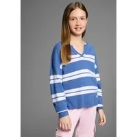 KangaROOS Strickpullover Kuschelweicher Ringelpullover Weicher Ringelpullover mit kleinem V-Ausschnitt