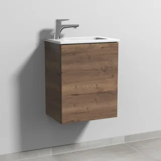 Sanipa 3way Waschtischunterbau zu Duravit ME by Starck Waschtisch mit 1 Tür, Eiche-Tabak SM72150