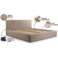 MOEBLO Polsterbett Bett 02 (aus Samt, Doppelbett mit gepolstertem Kopfteil, Bettkasten & Lattenrost, modernes Design mit Stauraum), (BxHxT): 158/178/198 x 95 x 220 cm