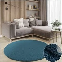 Wohnando Teppich MY-RUG Hochflorteppich Shaggy Star 100x100cm, rund, Höhe: 38 mm, einfarbig, leicht glänzend, extra flauschig