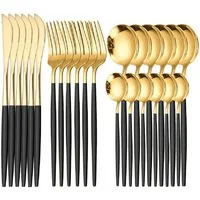 Cheffinger Besteck-Set Gold 6 Personen 24-tlg Edelstahl Essbesteck Besteck Set (24-tlg)