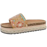 Ital-Design Damen Mules Freizeit Plateausandaletten (85698084) Flach Pantoletten in Hellbraun
