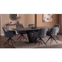 Endo-Moebel Essgruppe Essgruppe Esstisch ausziehbar 130/210cm 6 Stühlen Set Textil Samt, (7-tlg)