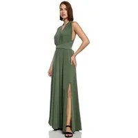 Worldclassca Abendkleid Worldclassca Abendkleid Partykleid Lang mit Schlitz Sommerkleid Maxikleid Cocktailkleid Wickelkleid Elegant Schulterfrei Ärmellos