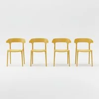 Lüllmann Besucherstuhl 4er Set Designerstuhl aus Polypropylen, mit Armlehnen gelb (Spar-Set, 4 St), Designerstuhl aus Kunststoff, robust, pflegeleicht