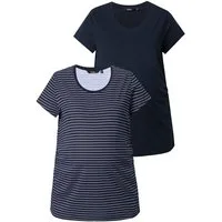 Ulla Popken T-Shirt T-Shirts 2er Pack Halbarm seitl. Raffung Schwangerschaft
