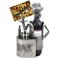 BRUBAKER Weinflaschenhalter Barkeeper Flaschenhalter, (inklusive Grußkarte), Metall Skulptur, Wein Geschenk