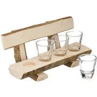Deggelbam Geschenkbox Schnapsbank Holzbank mit 4 Stamperl