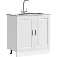 '47 Brand Küchenbuffet vidaXL Spülenunterschrank Porto Weiß 80x46x81,5 cm Holzwerkstoff