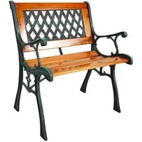 Mojawo Armlehnstuhl Gusseisen Gartensessel Gartenstuhl Outdoorstuhl Holz Natur bis120Kg