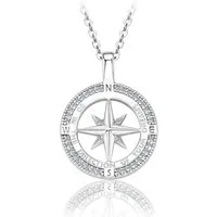 ROUGEMONT Silberkette Moissanit Kompass Halskette 925 sterling Silber -Compass of Love, Echtschmuck mit Echtheitszertifikat