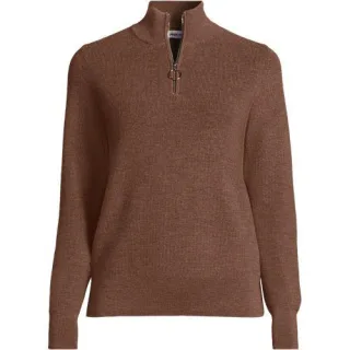 Merino-Pullover mit Reißverschluss für Damen, Damen, size: regular, Blau, Wolle, by Lands' End