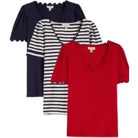 Love & Roses V-Shirt Love & Roses T-Shirt mit V-Ausschnitt, Regular (3-tlg)