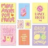 ARTFAVES Bilder-Collage Poster Set Fancy Dopamine Art I mehrteilige Bilderwand I Wandbilder Ab, (Wandbilder modern, 8 St)