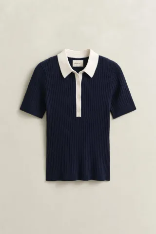 GANT - Gerippter Kurzarm-Rugger evening blue - Gr. - L