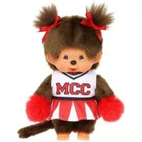 Monchhichi Plüschfigur Mädchen im Cheerleader-Kleid 20 cm Monchhichi Puppe zwei Zöpfchen