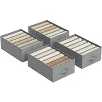SONGMICS Aufbewahrungsbox Kleiderschrank-Organizer, 42 x 30 x 17 cm, für Hosen, Kleidung (4 St), 6 Fächer, Schubladen-Ordnungssystem, Ordnungsboxen faltbar