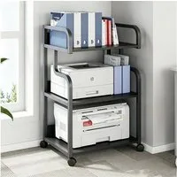 TUWENA Druckertisch Druckertisch, 3-stöckiger Metall Druckerständer 52 x 34 cm mit Rollen, Mobiler Druckwagen für Große Drucker für Arbeitszimmer Heimbüro Office