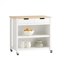 SoBuy Küchenwagen FKW74, Küchenregal stehend, Servierwagen mit Rollen, Regal Küche, Kücheninsel Sideboard Küchenschrank mit 2 Schubladen und Ablagen