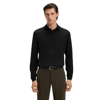 Boss - "Lanciomne" Poloshirt für Herren, Langärmlig (Schwarz)