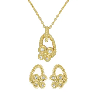 Orphelia Damen 925 Sterling Silber Set: Kettenanhänger + Ohrringe - Gold SET-6020/2