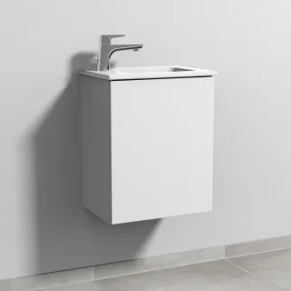 Sanipa 3way Waschtischunterbau zu Duravit ME by Starck Waschtisch mit 1 Tür, Weiß-Soft SM72143