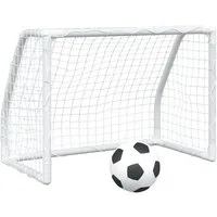 vidaXL Fußballtor Fußballtore für Kinder 2 Stk. mit Ball Weiß 64x35x48 cm Metall