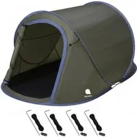Spetebo Wurfzelt XXL Pop Up Wurfzelt grün 240 x 210 cm, Personen: 3 (Packung, 1 tlg., mit Transporttasche, Heringen und Spannseilen), Sofortzelt für Trekking und Camping