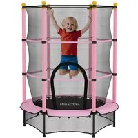 HOMCOM Kindertrampolin Ø140 cm, mit Sicherheitsnetz, Randabdeckung, Ø 140 cm, (Indoor Trampolin, 1 tlg., Trampolin), für Kinder 3-10 Jahre, bis 50 kg belastbar, Rosa