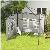 Outsunny Pavillonseitenteil mit Fenster, 293x193 cm, für Pavillon 3x3 m und 3x6 m) Seitenteile, [2-St. Seitenwände, für Pavillon Partyzelt Gartenzelt, Weiß