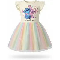 Disney Sommerkleid Disney Lilo und Stitch Kinder Mädchen Sommerkleid Kleid (1-tlg) Gr. 98 bis 128, 100% Baumwolle
