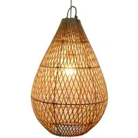 Casa Moro Deckenleuchten Hängelampe Rattan Natur – Deckenlampe Ø 35 x H 55 cm – Boho Style, ohne Leuchtmittel, E27, Pendelleuchte, Esszimmer, Wohnzimmer, Schlafzimmer, Kinderzimmer
