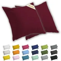 Lavea Kissenbezug 2er Set Kissenhülle Jersey, 100% Baumwolle, Kissenbezüge, (2 Stück), allergikerfreundlich - sicherer YKK-Reißverschluss - waschbar 60°C