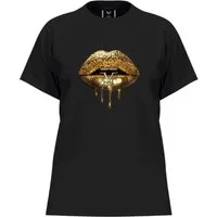 19V69 ITALIA Kurzarmshirt Bellara Lips - T-Shirt Damen - Shirt Kurzarm mit Lippen auf der Brust
