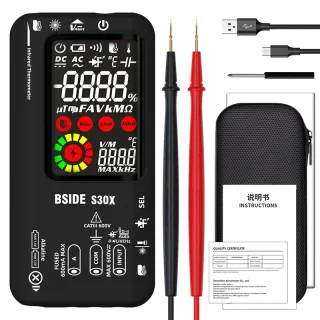 BSIDE S30X Infrared Temperature Multimeter DC/AC Voltage Resistance Capacitance Frequency Tester with Dual Power Option
