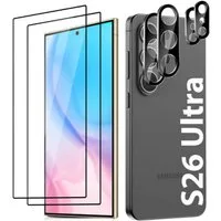 CLM-Tech Displayschutzglas 2X für Samsung Galaxy S26 Ultra 6,9 Zoll, - 2x Panzerfolie und 2x Kameraschutz 9H Panzerglas, 4 Stück, Anti-Fingerabdruck und blasenfreie Anbringung