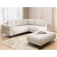S-Style Möbel Ecksofa und Hocker Cardea mit Schlaffunktion in Bubble-Optik, aus weichem Strukturstoff, mit Wellenfederung