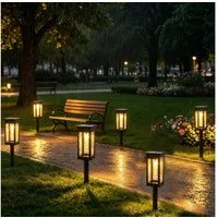 ibettertec LED Solarleuchte Solarlampen, Solarlampen für Außen Garten, Metall Solar Gartenleuchten für Außen Garten Draußen Balkon, IP65 Wasserdicht Solarlaterne für Außen