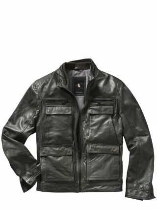Mey & Edlich Herren Vollkommene Lederjacke Grün Obermaterial: Lammleder