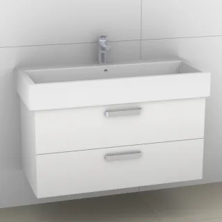 Artiqua 411 Waschtischunterschrank für Vero 045410 mit 1 Armaturbohrung Weiß Hochglanz, 411-WU2L-D20 411-WU2L-D20-7016-68