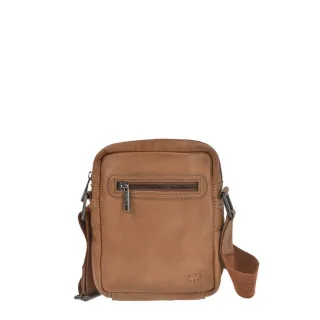 Umhängetasche Damen und Herren praktische Fächer Leder cognac 19x22x6cm | Bear Design Leonardo. Kompakte Schultertasche für eine organisierte Struktur