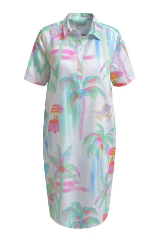 Milano Italy - shirtdress, 1/2 sleeve sand print - Gr. - 42