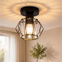Nettlife Deckenleuchte Schwarz Kristall Moderne E27 Deckenlampe Design ohne Leuchtmittel, ohne Leuchtmittel, für Flur, Küche, Balkon, Wohnzimmer & Hotel Innenbeleuchtung