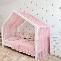 Baby Fancyroom Betthimmel Premium Hausbett Himmel aus Tüll, Betthimmel für Kinderbett, Baldachin, gekräuselt
