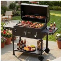 HOMALL Holzkohlegrill XXL Grill Holzkohle, mit Grillzubehör Set, Grillfläche: 71×43cm, Großer Holzkohlegrill mit Rädern, Grillstation mit Warmhaltezone & Belüftung, Klappbarem Lagerregal und Flaschenöffner, Rostbeständig BBQ Grill